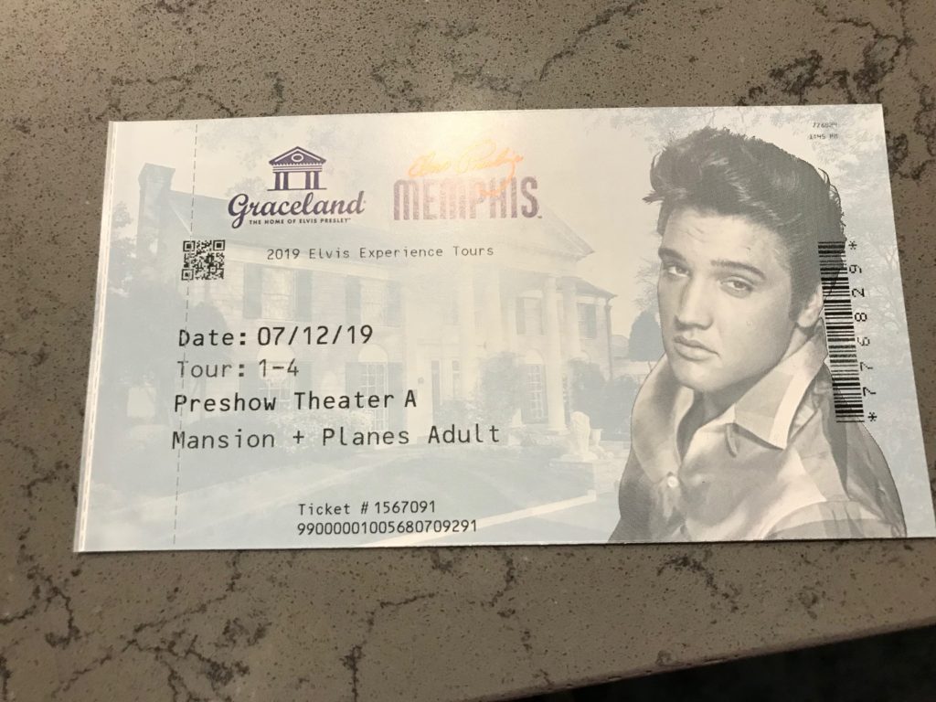 Graceland ticket with Elvis Presley’s picture 